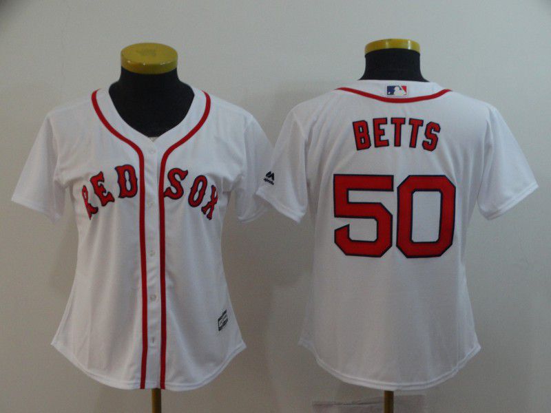 Women Boston Red Sox #50 Betts White Game MLB Jerseys